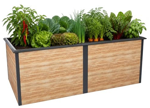 Zelsius Parterre surélevé pour Jardin ou Balcon Anthracite RAL 7016 | 200 x 100 x 77 cm | Potager, lit de Fleurs, lit de Plantes, bac à Plantes, bac à Fleurs, Plate-Bande