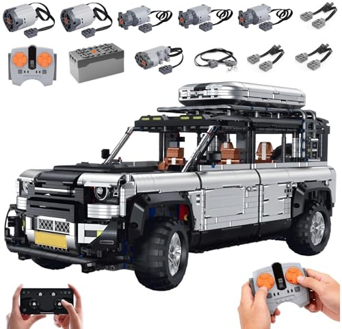 Technik Auto für Defender 110, Mit 6Motoren Set, 1:8 Groß Auto Modellbausatz, 4817 Teile MOC Klemmbausteine Geländewagen Set, Automodell Sammlerstück für Autofans, Keine Originalverpackung