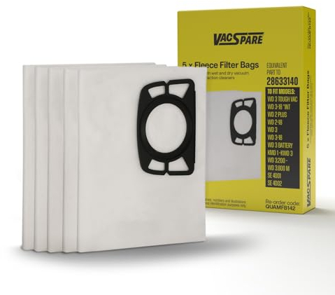 Vacspare Fleece Dust Bags Compatible With Karcher Wet & Dry Vacuums & Spray Extraction Cleaners x 5