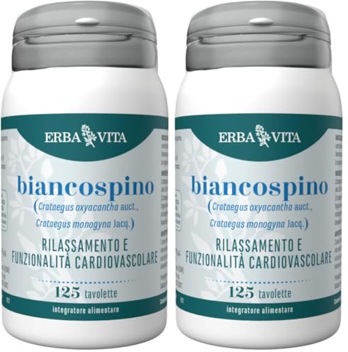 Erba Vita Integratore Alimentare Biancospino - 125 Tavolette, 1 unità, 1 (Confezione da 2)