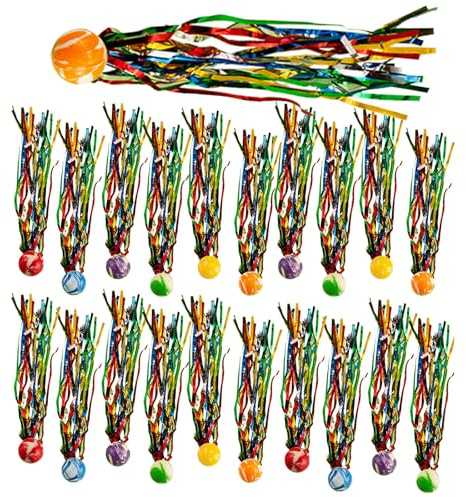 Balle Rebondissantes, Smavles 20 Pièces Balles Rebondissantes Enfant avec Ruban Colorée, Parfaites Comme Cadeaux d'anniversaire pour Enfants, Jeux de Fête ou Souvenirs pour Divertir lors Anniversaires