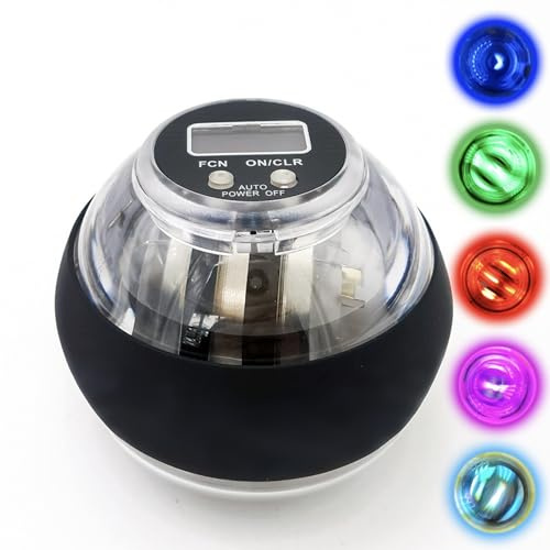 FAHOI Wrist Trainer Ball, Auto-Start Gyroscopic Forearm Exerciser,Grip Strength Trainer with LCD Counter & Lights, Gyro Ball for Strengthen Arms, Fingers, Bones and Muscles