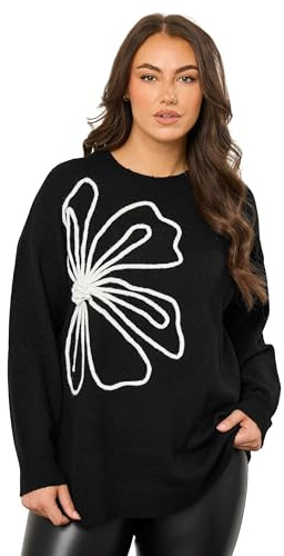 EVANS Curve Applique Floral Jumper - Women's - Plus Size Curve Black