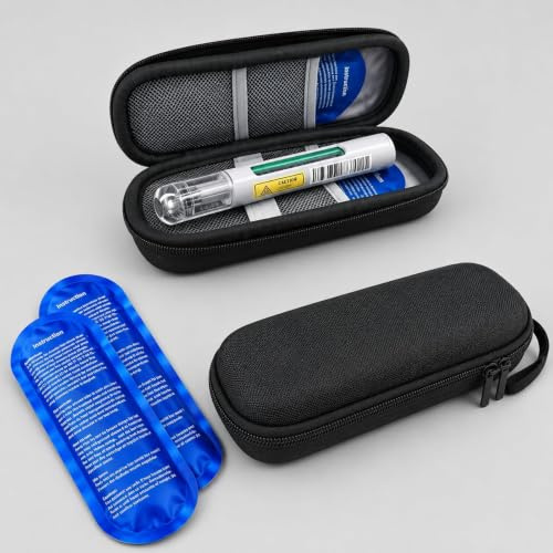 Estuche Insulina Nevera,Estuche de Viaje para Suministros para Diabéticos,Bolsa para Bolígrafos de Insulina con 2 Paquetes de Hielo,Bolsa Térmica Portátil para Medicamentos para Diabéticos (Negro)