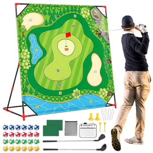 TAZZOR Golf Game Set för vuxna minigolfset med slaktmatta | 2 golfklubbor och 24 bollar minigolf för hemmet inomhus utomhus spel, gåva för vuxna ungdomar nybörjare