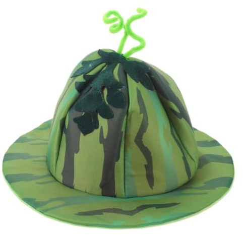 TOYANDONA Cute Watermelon Shaped Hat, Lightweight Breathable Cloth Watermelon Costume Hat with Realistic Texture and Patterns, for Outdoor Travel and Fruit Cosplay Parties