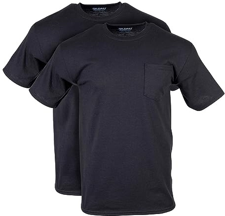 Gildan Adult DryBlend Workwear T-Shirts with Pocket, 2-Pack, Black, XL