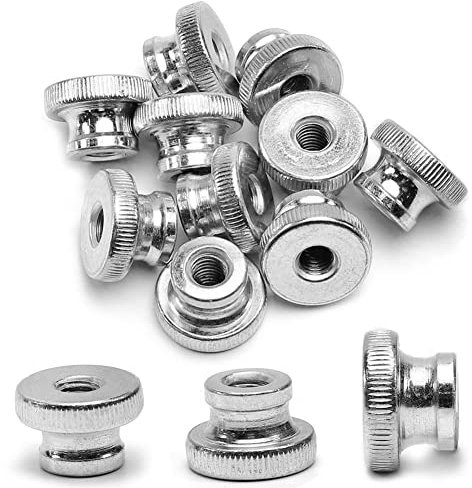 MroMax Tuercas para pulgar moleteadas M8 redondas con chapado en zinc, flor recta, tono plateado, 10 unidades
