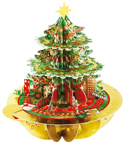 SANTORO Pirouette Carte De Vœux Pop-Up 3D – Arbre de Noël – Pour Enfants, Pour La Famille, Pour Lui, Pour Elle, | Joyeuses Fêtes