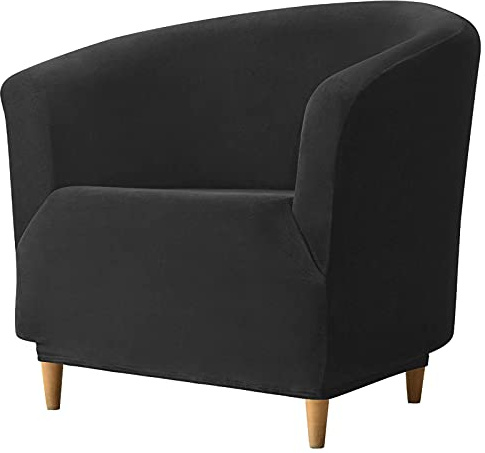 JHLD Terciopelo Funda De Sillón Tub Chair, Suave Funda De Sillón Chesterfield Elásticas Funda De Sofá para Silla De Club Funda para Sofá para Sala Dormitorio-Negro-Funda para Silla de bañera