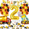Bagger Happy Geburtstag XXL Set, Baustelle Jungen 2. Geburtstag mit Bagger und Banner, Folienballon 2 Jahre