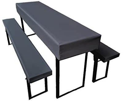Lemos Home Lot de 3 Coussins pour Tente à bière Comprenant 1 Nappe et 2 Housses de Banc - Taille et Couleurs au Choix (220 x 70 cm, Anthracite)