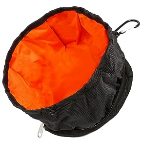 Changyeah Comedero Perro Plegable, Comedero para Perros de Tela Encerada, Cuenco Plegable para excursiones o Viajes, Cuenco de Viaje Portátil para Comida y Agua con Mosquetón, Negro