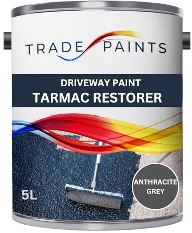 Driveway Restorer Paint For Tarmac, Asphalt, Stone, Brick & Block - High Performance Tarmac Paint For Driveways (Anthracite Grey, 5 Litre)