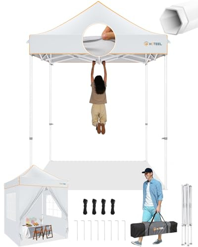 Hoteel Faltpavillon 2x2 Wasserdicht Stabil Winterfest,Pop Up Pavillon Partyzelt,Sonnenschutz Gartenpavillon,Pavillon Faltbar mit Handtasche,Weiß