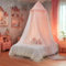 Eimilaly Princess Bed Canopy for Girls, Double Layer Canopy with Cutout Stars, Breathable & Washable, Fairy Bed Tent for Kids Room Decor, Pink