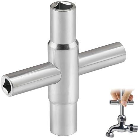 Chiave Quadrata a 4 Vie, Dimensioni Interne 6.5 mm/7 mm/8 mm/9 mm, Chiave di Sfiato Utilities, 4 Vie Chiavi Universali in Metallo, Chiave Multifunzione Casella Contatore, per Cassette Elettriche