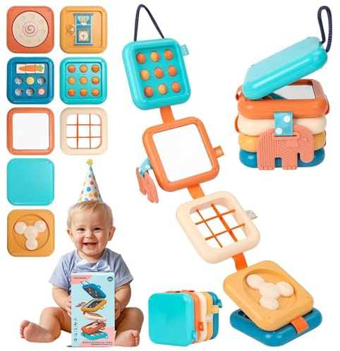 Felly Juguetes Cubo Actividades para Bebé Más de 18 Meses, Juguete de Viaje Portátil Montessori, Sensorial Motricidad Fina, Regalo Educación Infantil de Cumpleaños Navidad Niña Niño, Color Aleatorio