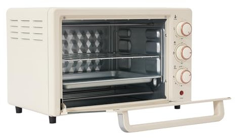 Horno eléctrico mini horno de temperatura ajustable, temporizador de 60 minutos, 22 l, horno tostador, temporizador, mini horno para pizza, tostada, pavo, perritos calientes, negro