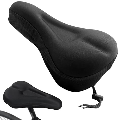 Black Gel Bike Seat Cushion with Waterproof Cover for Saddles