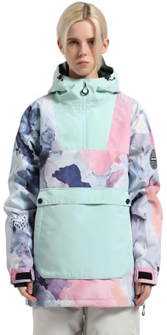 GSOU SNOW Womens Snowboard Jacket Baggy Ski Jacket - Waterproof Windproof Breathable Warm Hooded