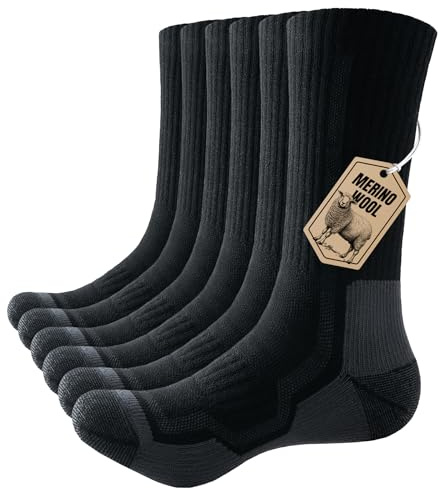 PULIOU Calcetines de Lana Merino Hombre Mujer Térmicos Calcetines,3 Pares