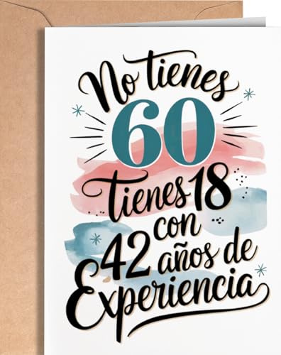 Tarjeta de 60 Cumpleaños - Tarjeta de Felicitación Graciosa para alguien que cumple 60 años - Regalo Original para 60 Cumpleaños para él, ella, hombre, mujer, mejor amigo, amiga - EU 183