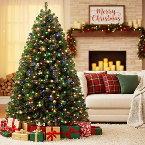 Albero di Natale Artificiale 180cm Premium con Illuminazione LED RGB - 1000 Punte di Rami, Supporto Metallico, Rami Pieghevoli, Guanti Inclusi, Albero Natalizio per Decorazione Natalizia, Verde