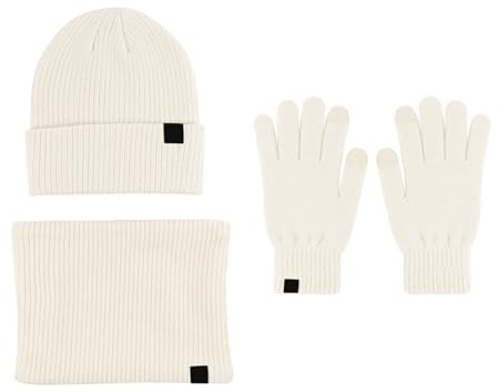 Vinter halsduk hatt & handskar set kvinnor & män höst vinter varm söt ull hatt halsduk handskar tre vinter stickad mössa skärm vantar halsdukar set kallt väder accessoarer kläder, BEIgE, en storlek