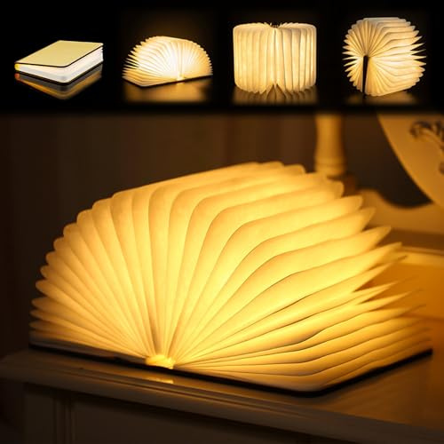 HBSFBH Lampada da Libro in Legno, Lampada a libro pieghevole, Lampada Da Libro A LED, Lampada a Forma di Libro Led Pieghevole in Legno, Regalo divertente per lettori, Regalo di Compleanno