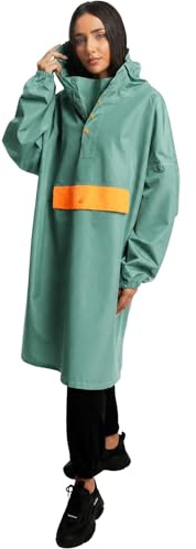 Jubi® Regnponcho för kvinnor, vattentät, vindtät och lätt, festival blixt, salvia glut, one size