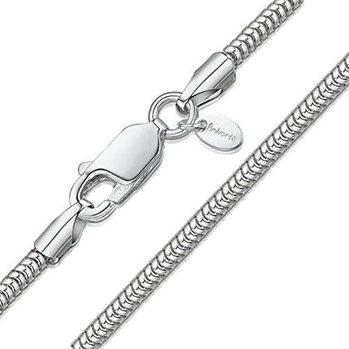Amberta 925 Sterlingsilber Damen-Halskette - Schlangenkette - Rattenschwanz-Kette Armband - 1.9 mm Breite - Verschiedene Längen: 45 55 65 cm (45cm)