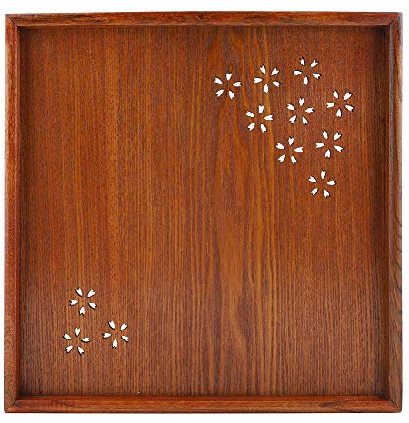 Bandeja de Madera, Bandeja de Madera para Servir Comida y té de té Tradicional para café Frutas Aperitivos Bandeja de Servir Cuadrada Bandeja de Servir el hogar y el Restaurante 34 * 34cm