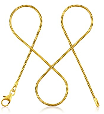 modabilé Schlangenkette Damen Halskette Vergoldet 925er Sterling Silber (60cm 1,2mm breit) Goldkette ohne Anhänger Goldene Kette 925 Frauen Vergoldete