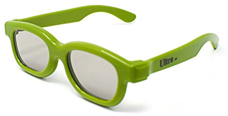 Ultra 2 Pairs of Green Childrens Passive 3D Glasses Kids for Use with all Passive TVs Cinema Projectors and RealD Films Movies Circular Polarised 3D Glasses Passive Kids Movies Cinema 3D Glasses