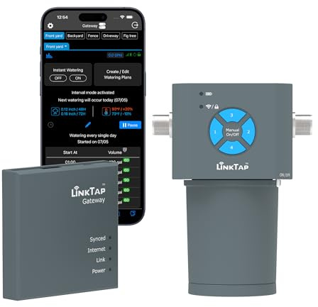 LinkTap 4-Zone ValveLinker & Gateway, Battery Powered Smart Sprinkler/Irrigation Controller, Automatic Rain Skip, Better Range than WiFi, Compatible with LinkTap 1 & 2 Flow Meters, IP66