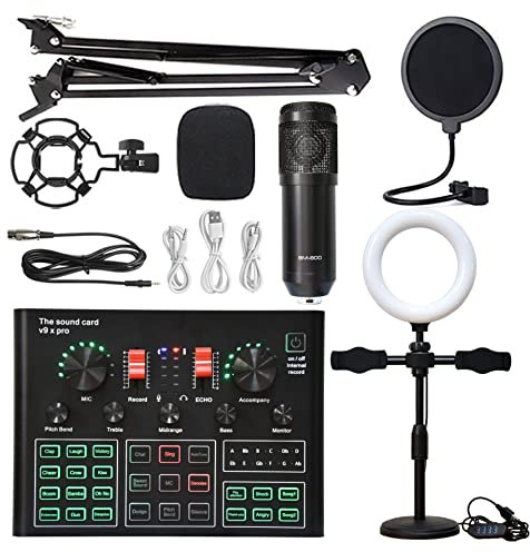 Equipo de DJ para fiesta Condensador inalámbrico Micrófono Bundle Soporte de tarjeta de sonido en vivo Condensador Micrófono Card de sonido Equipo de transmisión en vivo V8S Tarjeta de sonido ( Color