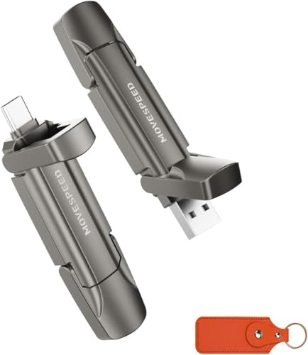 MOVE SPEED 1TB USB C Stick – Hochgeschwindigkeits-USB Stick mit 1.000 MB/s, USB 3.2 Gen2 und Typ-C Dual, Mit Schlüsselanhänger und Ledertasche