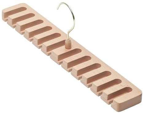Sarini Cintre de Ceinture en Bois 1 pièce pour Placard-Support de Ceinture à 12 Fentes-Organisateur Peu encombrant pour Ceintures et Cravates-Accessoire de Garde-Robe