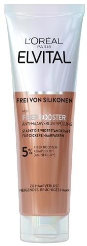 L'Oréal Paris Fiber Booster Anti-Haarverlust-Conditioner, Spülung gegen Haarausfall, Für dichteres & stärkeres Haar, Stärkt Haarfasern, Weniger Haarbruch, Gegen Haarverlust, Elvital, 150 ml