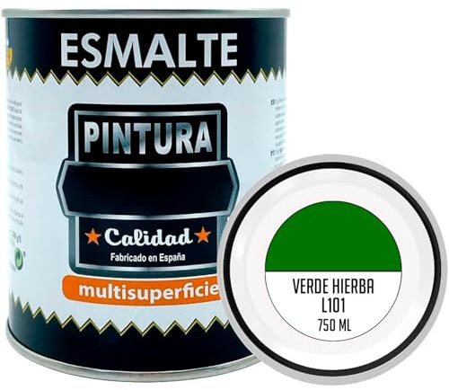 AC - Bote de Pintura Esmalte - Fabricado en España - Ideal para Cualquier Superficie, Madera, Plástico, Cristal o Cemento - Capacidad de 750 ML - Verde Hierba (L101)