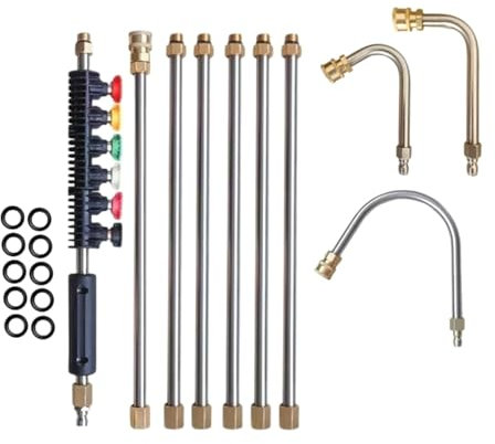 mioosho Lot de 10 baguettes d'extension en acier inoxydable pour nettoyeur de gouttière, équipement de lavage, tiges incurvées