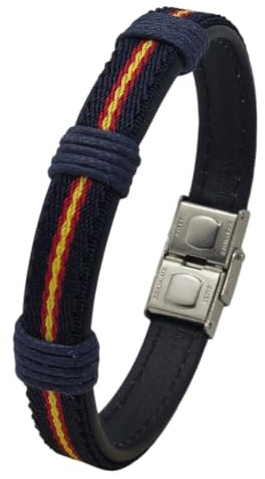 RIQUEZA Y ARTE Pulsera españa hombre - Pulsera bandera españa con triple nudo. Ajustable hasta 21 cm con cierre seguro - Perfecta como regalo pulsera de españa hombre