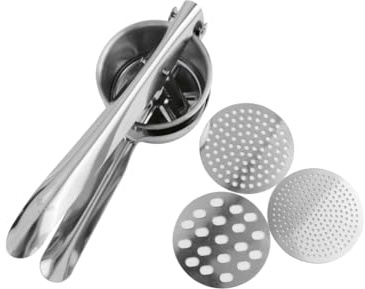Zanetti Schiacciapatate e Passatelli in Acciaio Inox con 3 Dischi Intercambiabili, Lunghezza 27 cm, Cestello Ø 10 cm, per Purè e Gnocchi