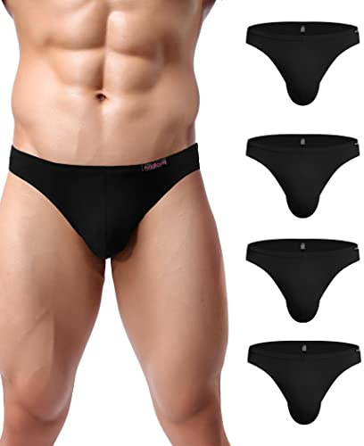 Avidlove Mini Slip Intimo da Uomo Confezione da 4 Slip Mutande Morbide in Micro Modale Nero L