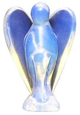 Mina Heal Schutzengel im Taschenformat aus Opalitstein, Amulett Gebetsengel