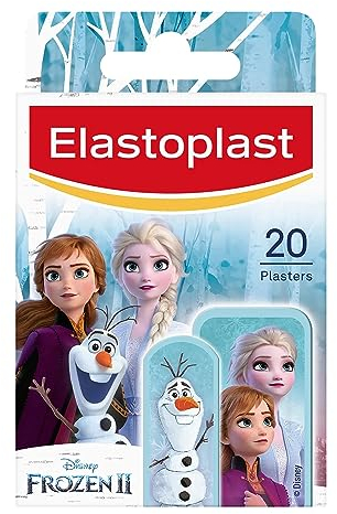 Elastoplast Disney Frozen - Cerotti colorati di pronto soccorso per bambini, misure assortite, 20 pezzi, per tutti i giorni con motivi di Frozen, varie dimensioni, delicati sulla pelle