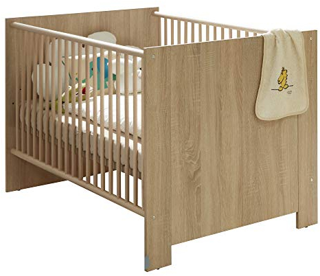 trendteam smart living - Olivia - Babybett - Eiche - Kinderbett mit 3 höhenverstellbaren Lattenrosten und 2 Bettseiten mit 3 herausnehmbaren Sprossen - (BxHxT) 144 x 83 x 78 cm - im modernen Stil