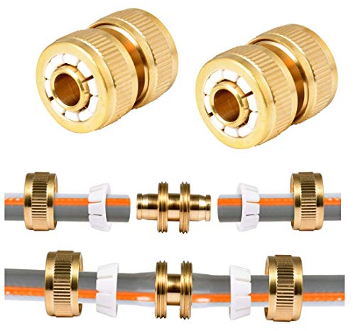 Hydrogarden 2 pc Brass Hose Repair Connector ø 12.5mm - 15mm (1/2- 5/8): Repair your Hose Permanently, Easily, Quickly and Without Tools