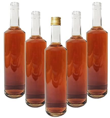 DIAH DO IT AT HOME Set of 5 750 ml (0.75L) Glass Bottle LINA 750ml + Screw Caps for Filling it Yourself Gin Bottles Schnapps Liqueur Wine
